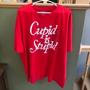 NWT women’s red “Cupid is Stupid” short sleeve tee. Size 2X